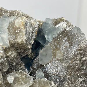 Fujian Blue Fluorite on Smokey Quartz