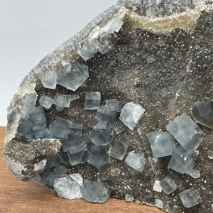 Fujian Blue Fluorite on Smokey Quartz