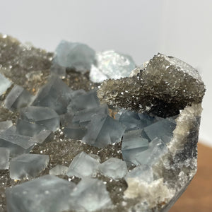 Fujian Blue Fluorite on Smokey Quartz