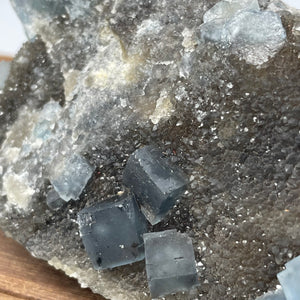 Fujian Blue Fluorite on Smokey Quartz