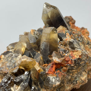 Australian Citrine Smokey Quartz cluster w/ Phantoms