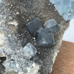 Fujian Blue Fluorite on Smokey Quartz