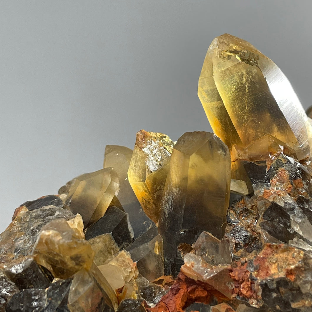 Australian Citrine Smokey Quartz cluster w/ Phantoms