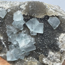 Fujian Blue Fluorite on Smokey Quartz