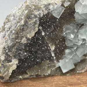 Fujian Blue Fluorite on Smokey Quartz