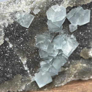 Fujian Blue Fluorite on Smokey Quartz