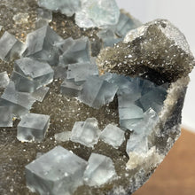 Fujian Blue Fluorite on Smokey Quartz