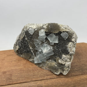 Fujian Blue Fluorite on Smokey Quartz