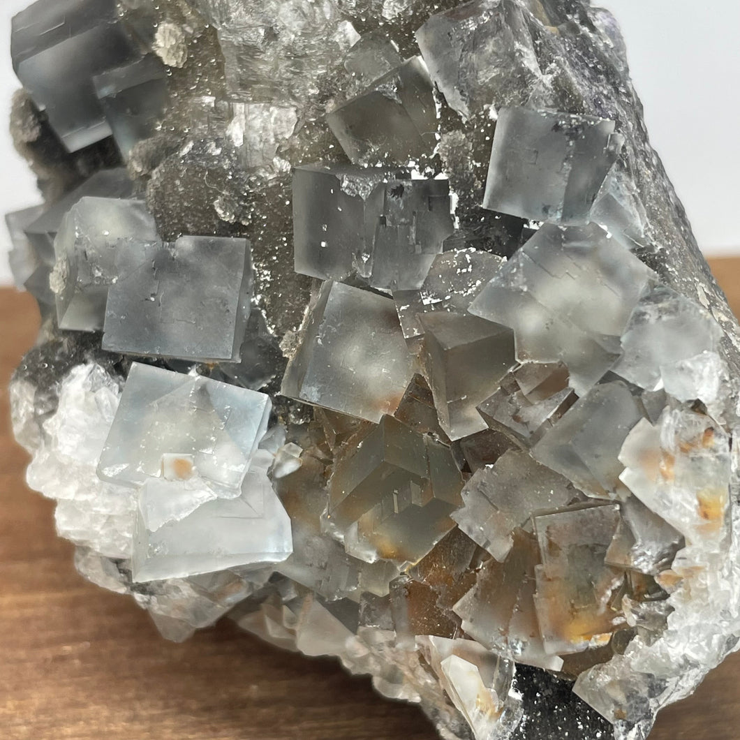 Fujian Blue Fluorite on Smokey Quartz