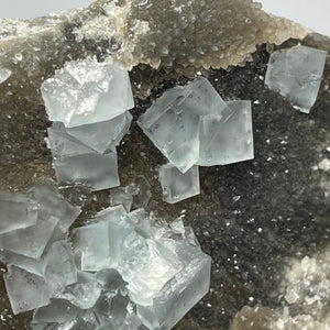 Fujian Blue Fluorite on Smokey Quartz