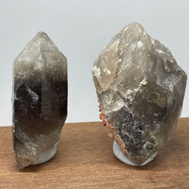 Australian Smokey Quartz crystals w/ Mica flowers x 2 pcs