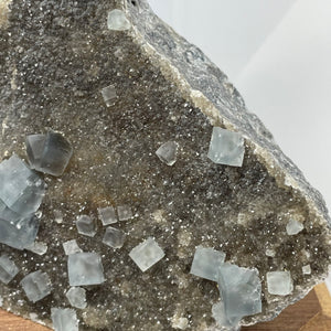 Fujian Blue Fluorite on Smokey Quartz