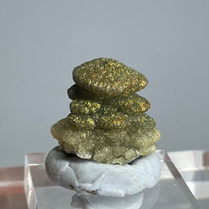 Pagoda Calcite with Natural Iridescent Chalcopyrite