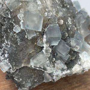 Fujian Blue Fluorite on Smokey Quartz