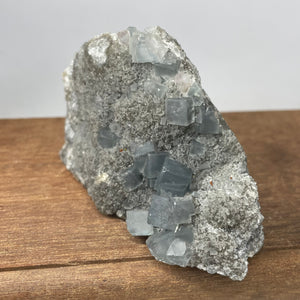 Fujian Blue Fluorite on Smokey Quartz