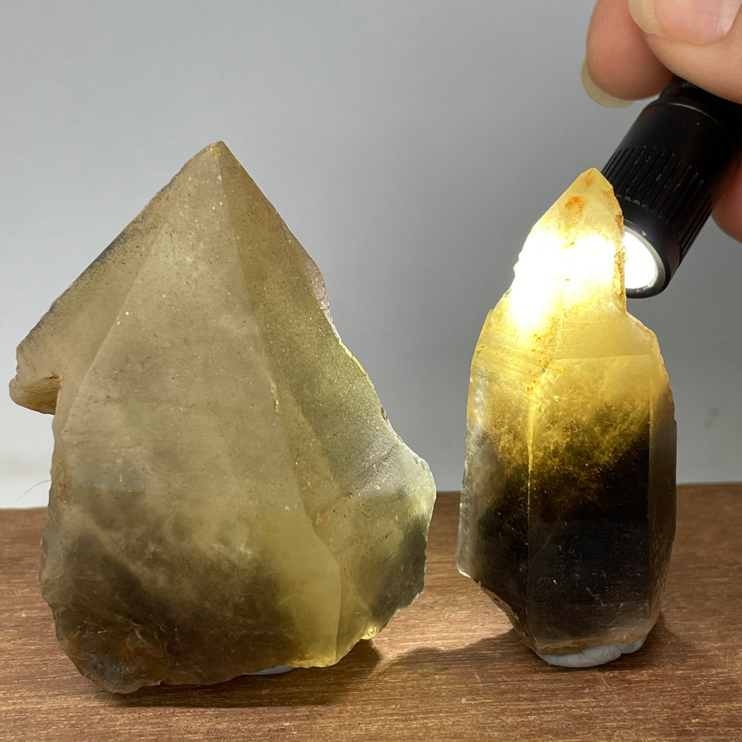 Australian Citrine Smokey Quartz crystals w/ Phantoms x 2pcs