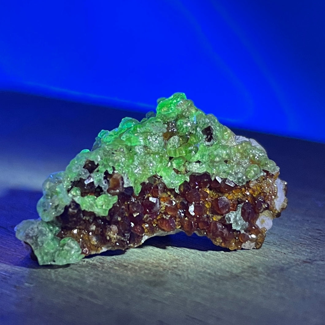 Spessartine Garnet with Hyalite Opal (UV Reactive)