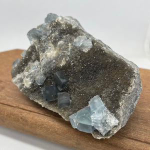 Fujian Blue Fluorite on Smokey Quartz