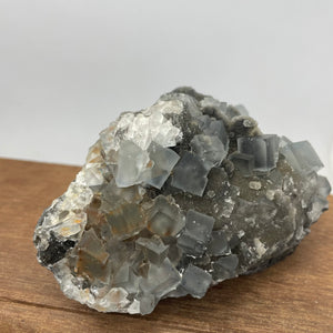 Fujian Blue Fluorite on Smokey Quartz