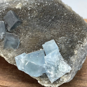 Fujian Blue Fluorite on Smokey Quartz